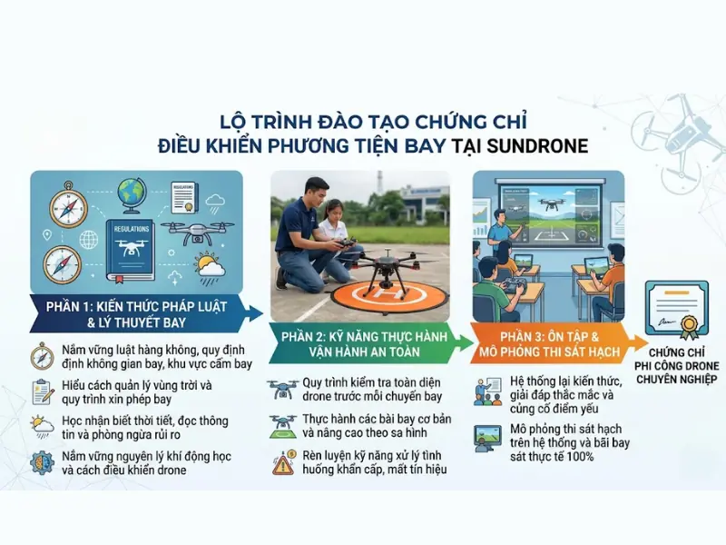Lộ trình đào tạo chứng chỉ điều khiển phương tiện bay tại Sundrone